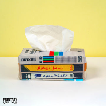 Tissue box covering: VHS tapes