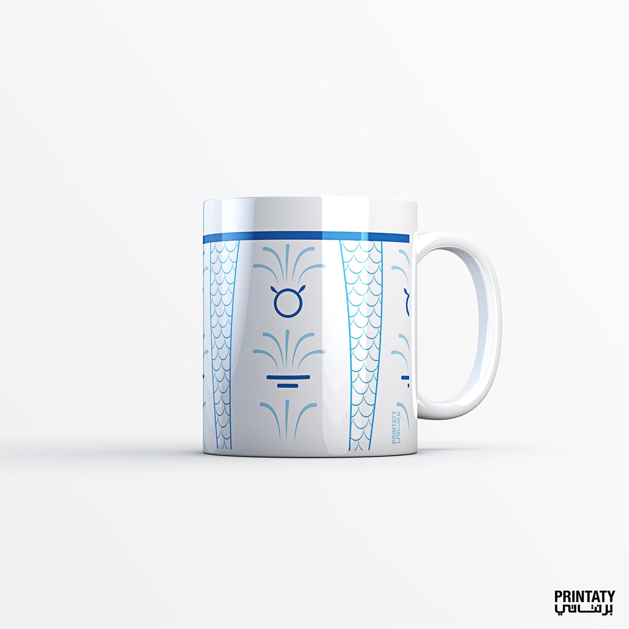 كوب : نقوش فنجان قهوة عربية (ازرق)