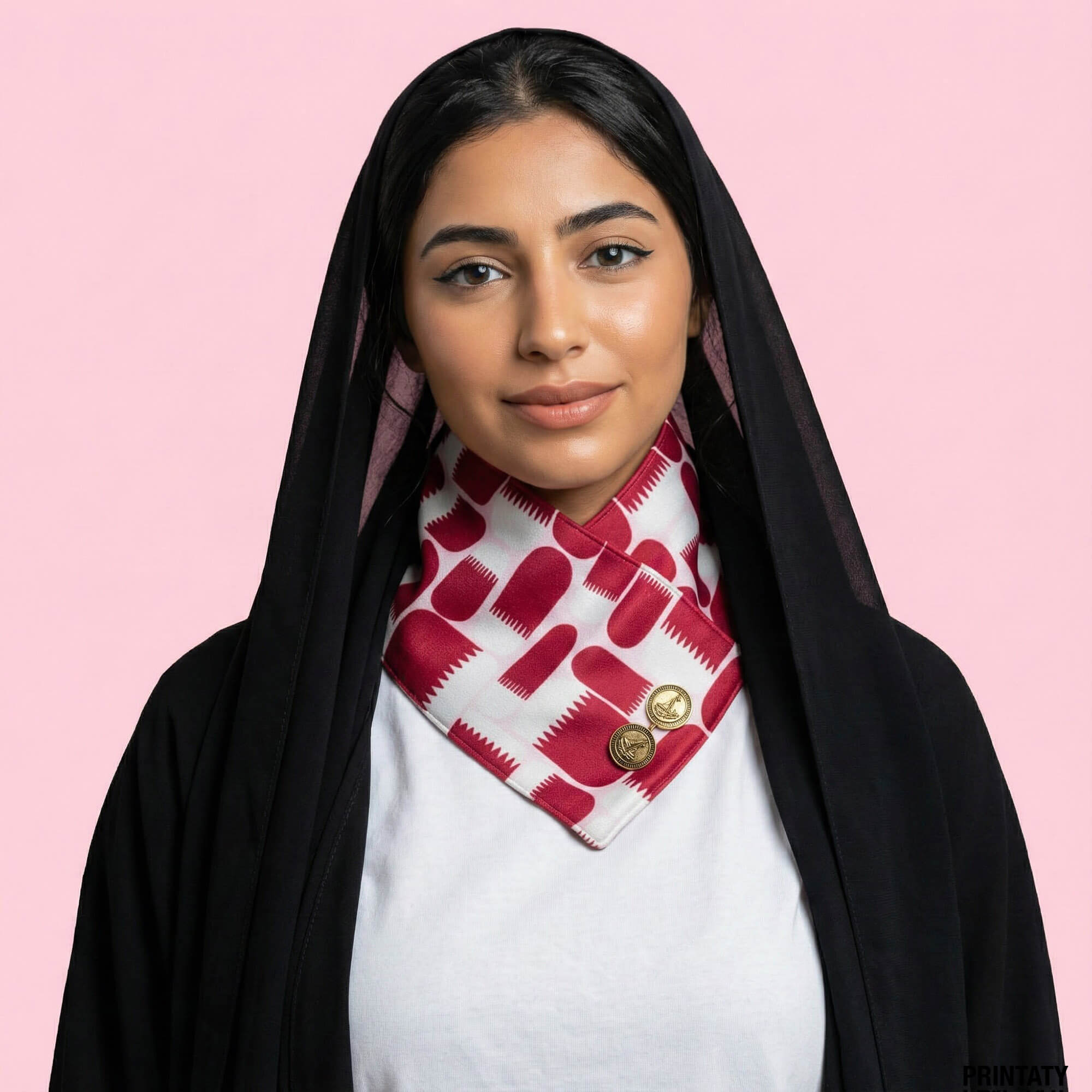 Neck scarf with buttons on the Qatar flag