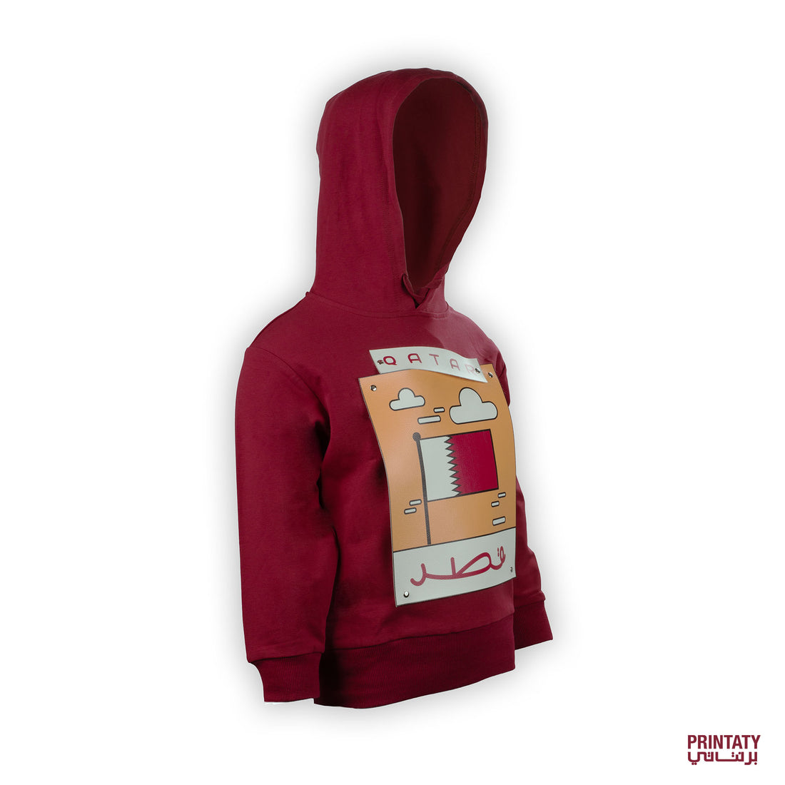 Kids Winter Hoodie: Qatar's Flag In Leather