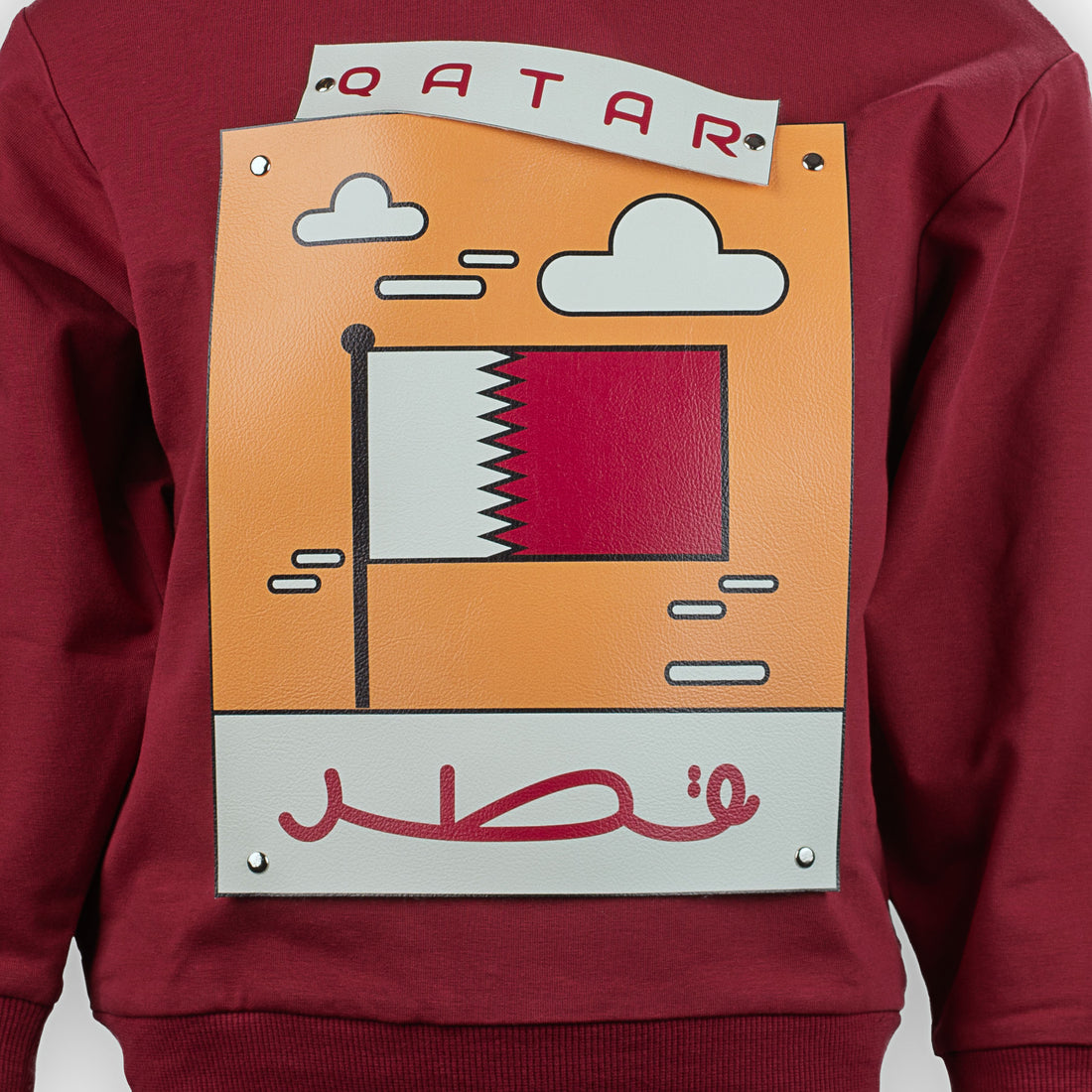 Kids Winter Hoodie: Qatar's Flag In Leather