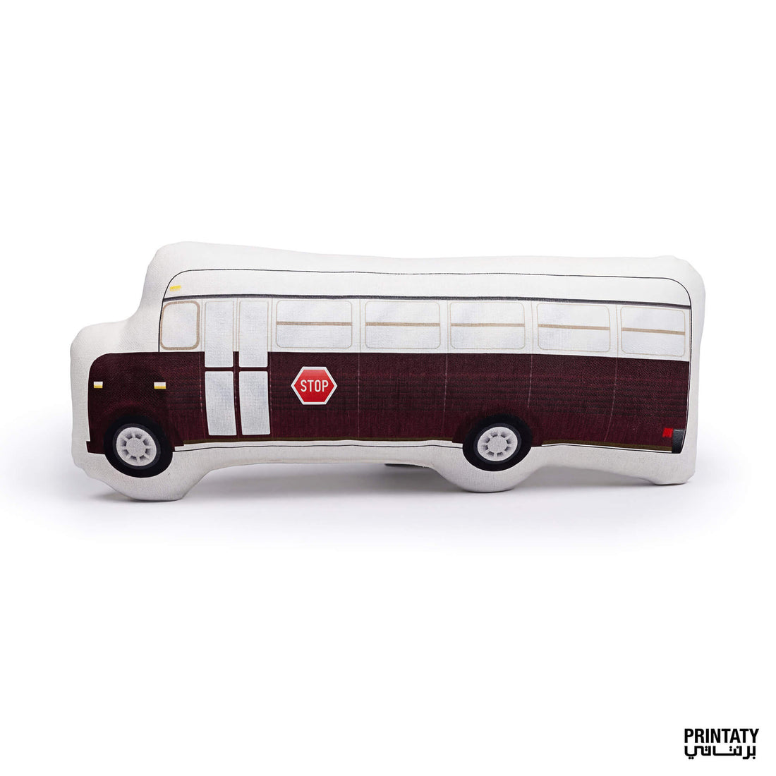 Pillow: The maroon school bus