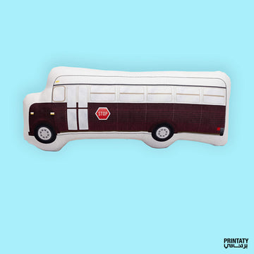 Pillow: The maroon school bus