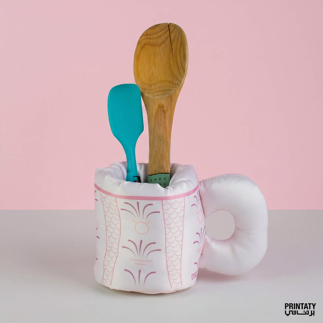 أكواب قماش منتفخة : نقوش فنجان قهوة عربية (وردي)