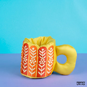 Puffy fabric mugs: Dehin oud pattern (orange)