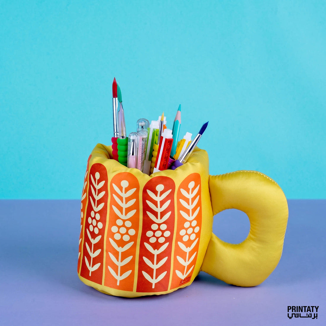 أكواب قماش منتفخة : نقوش دهن عود (برتقالي )