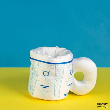 Puffy fabric mugs: arabic coffee patten (Blue)