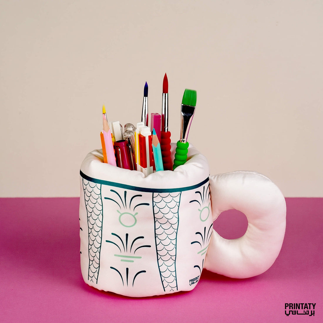 أكواب قماش منتفخة : نقوش فنجان قهوة عربية (أخضر)