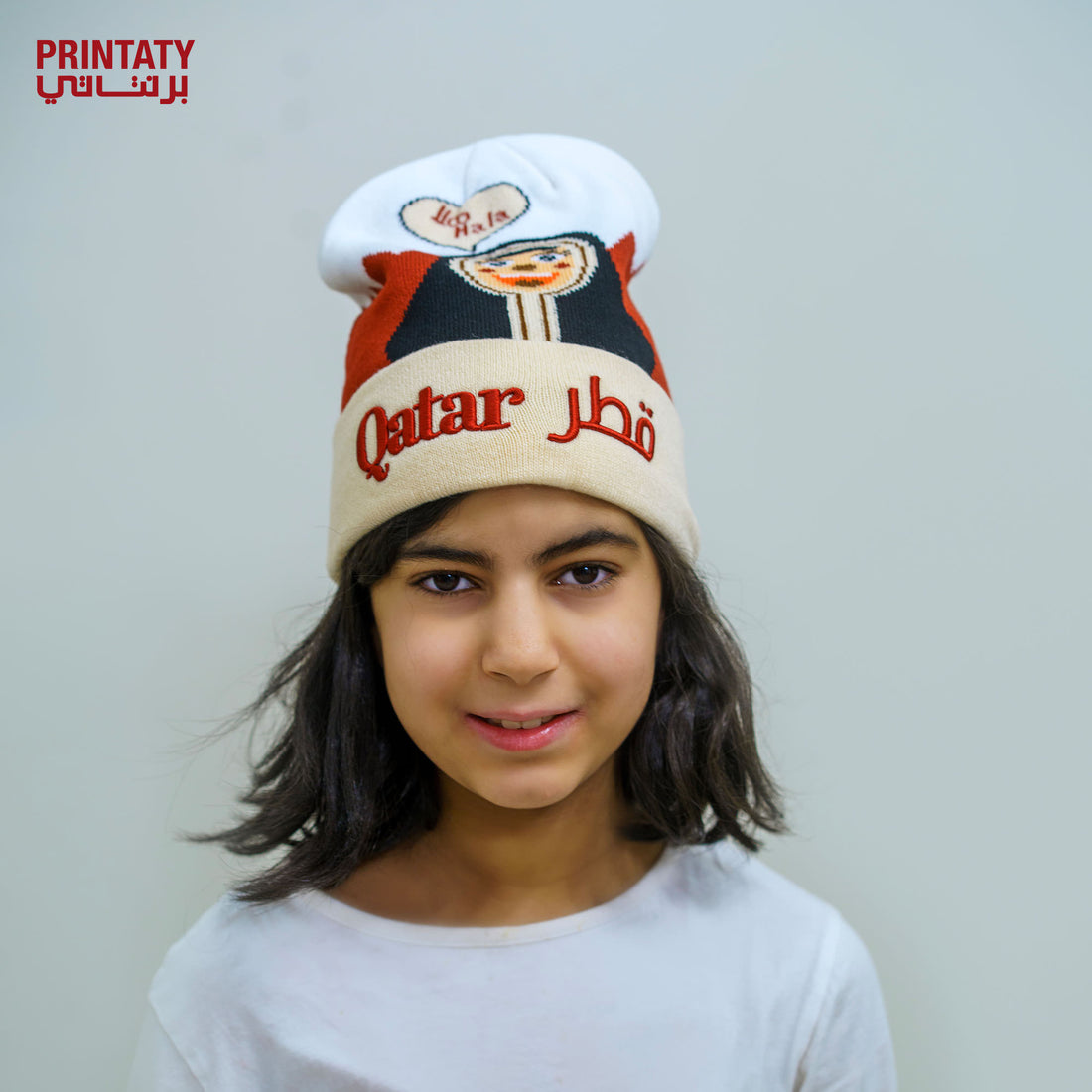 Winter beanies  :  Hala with a girl  (kids & adults )