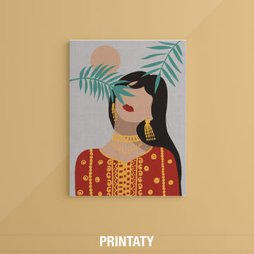 Canvas : Girl and palm tree